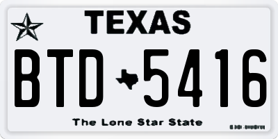 TX license plate BTD5416