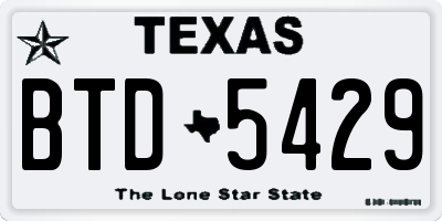 TX license plate BTD5429