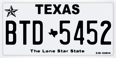 TX license plate BTD5452