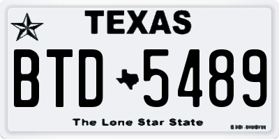 TX license plate BTD5489
