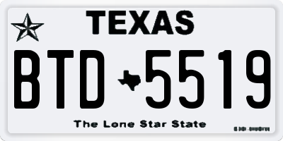 TX license plate BTD5519