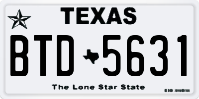 TX license plate BTD5631
