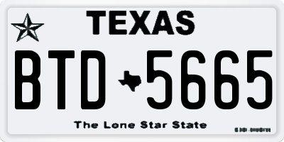 TX license plate BTD5665