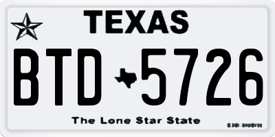 TX license plate BTD5726