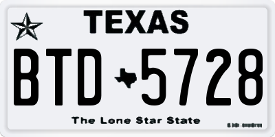 TX license plate BTD5728