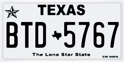 TX license plate BTD5767