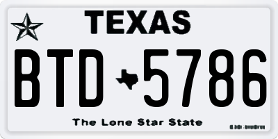 TX license plate BTD5786