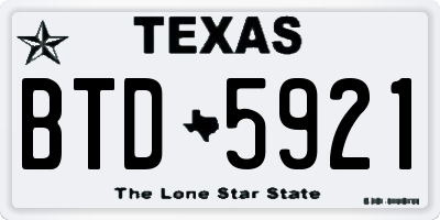 TX license plate BTD5921