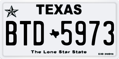 TX license plate BTD5973