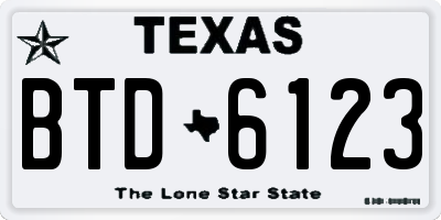TX license plate BTD6123