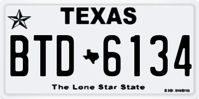 TX license plate BTD6134