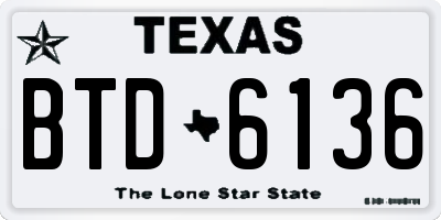 TX license plate BTD6136