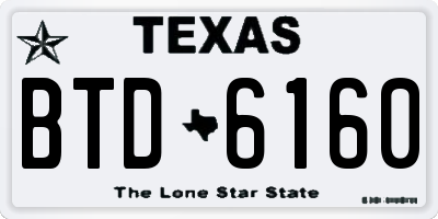TX license plate BTD6160