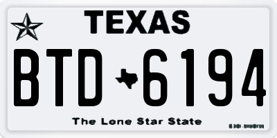 TX license plate BTD6194