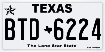 TX license plate BTD6224