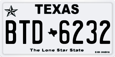 TX license plate BTD6232