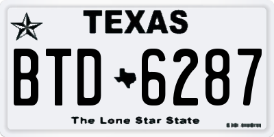 TX license plate BTD6287