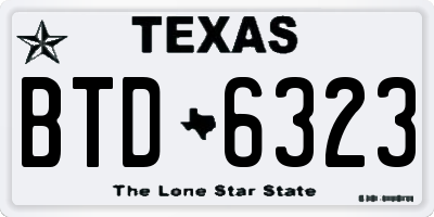 TX license plate BTD6323