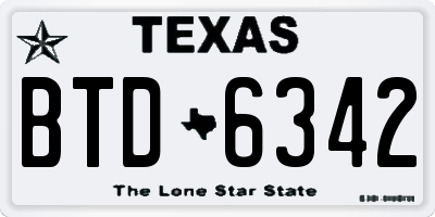 TX license plate BTD6342