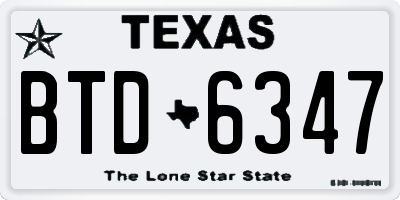 TX license plate BTD6347