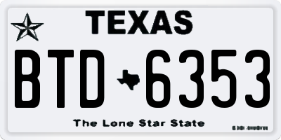 TX license plate BTD6353