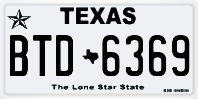 TX license plate BTD6369