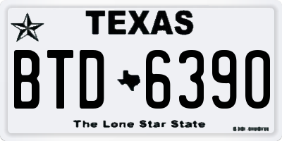 TX license plate BTD6390