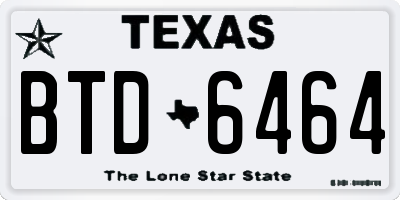 TX license plate BTD6464