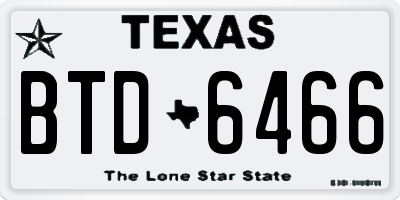 TX license plate BTD6466