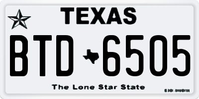 TX license plate BTD6505