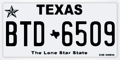 TX license plate BTD6509
