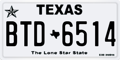 TX license plate BTD6514