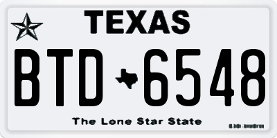 TX license plate BTD6548