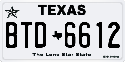 TX license plate BTD6612