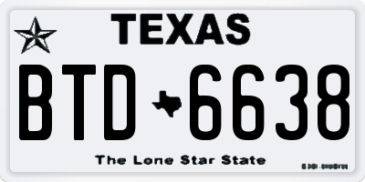 TX license plate BTD6638