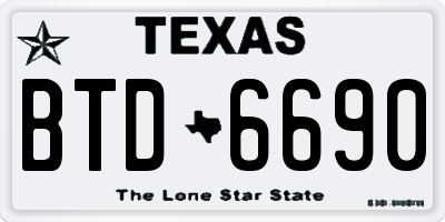 TX license plate BTD6690