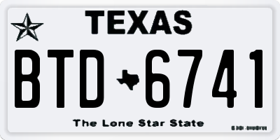 TX license plate BTD6741