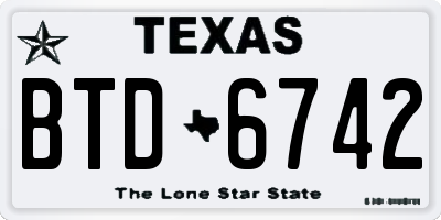 TX license plate BTD6742