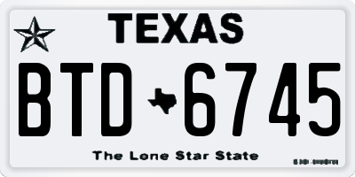 TX license plate BTD6745