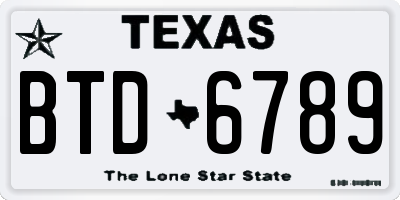 TX license plate BTD6789