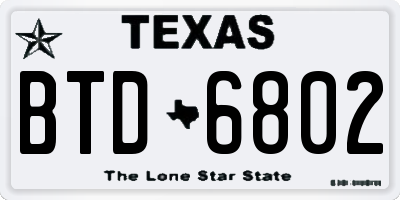 TX license plate BTD6802