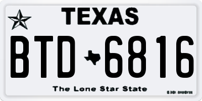 TX license plate BTD6816