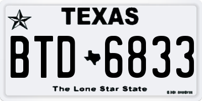 TX license plate BTD6833