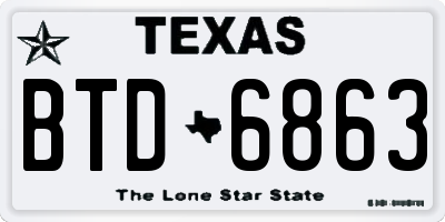 TX license plate BTD6863