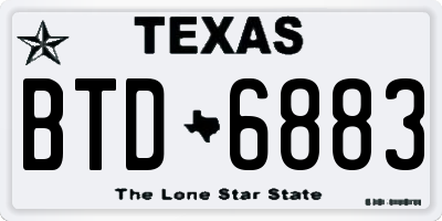 TX license plate BTD6883