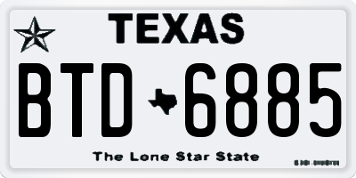 TX license plate BTD6885