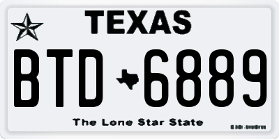 TX license plate BTD6889