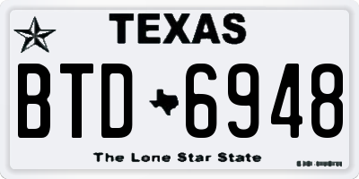 TX license plate BTD6948