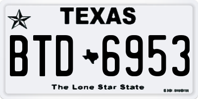 TX license plate BTD6953