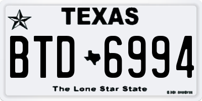TX license plate BTD6994